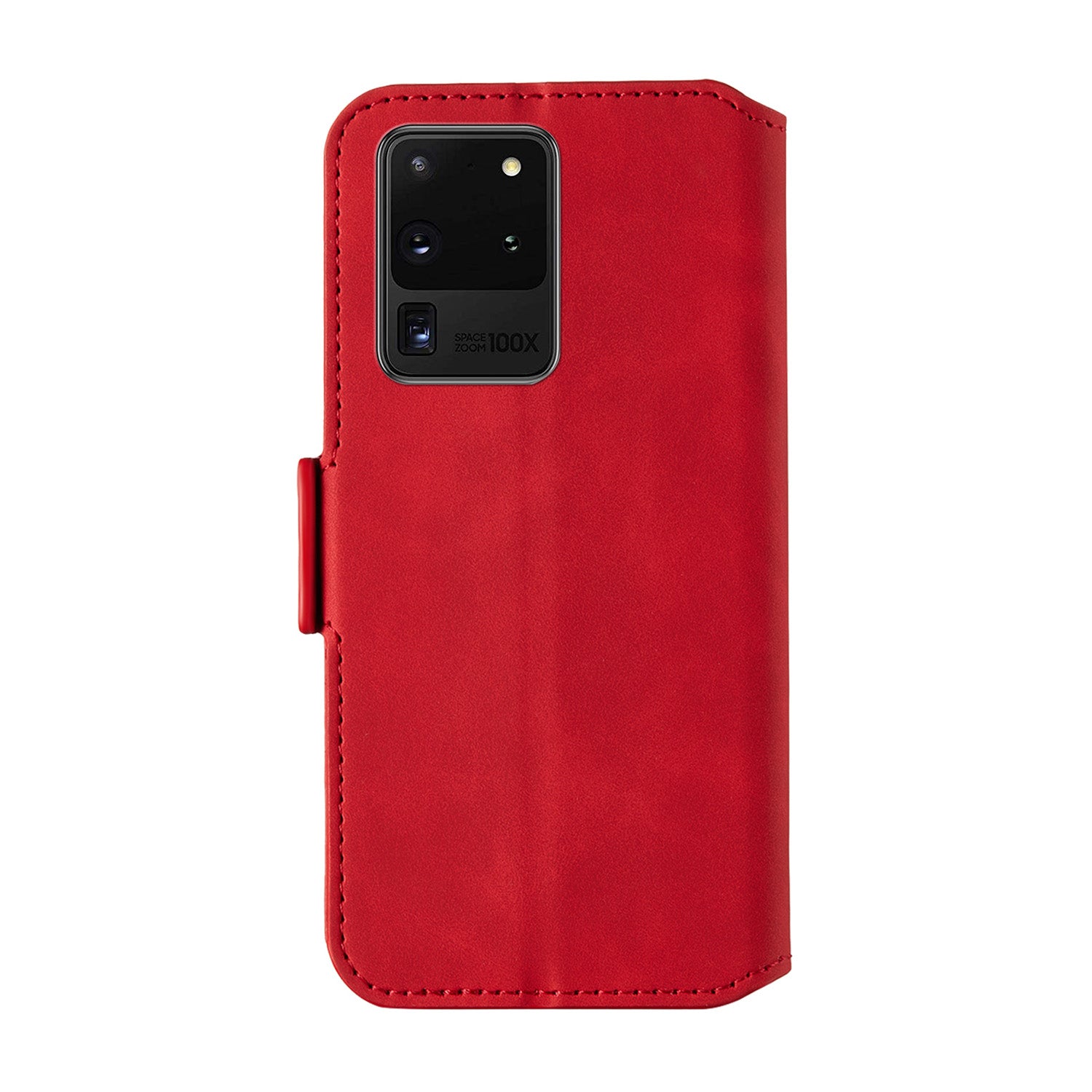 Splicing Matte Retro Style Shell Leather Case with Card Slots for Samsung Galaxy S20 Ultra - Red