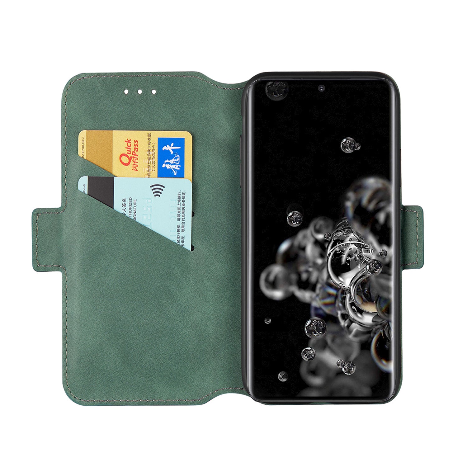 Splicing Matte Retro Style Shell Leather Case with Card Slots for Samsung Galaxy S20 Ultra - Green