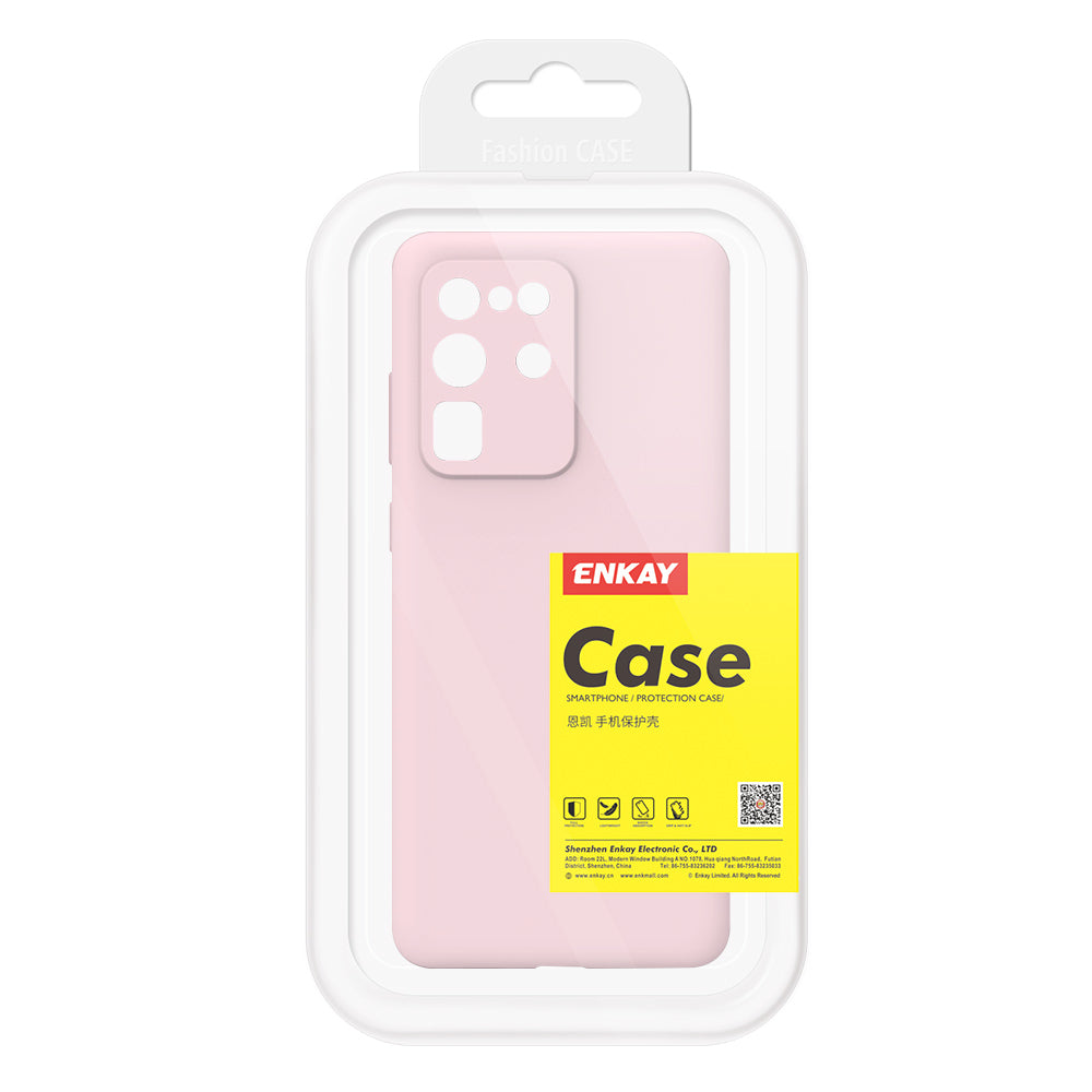 ENKAY Soft TPU Phone Shell with Full Covering Curved PET Screen Protector for Samsung Galaxy S20 Ultra - Pink