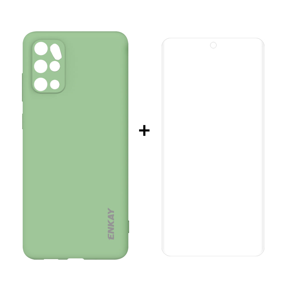 ENKAY Soft TPU Phone Case with Full Covering Curved PET Screen Protector for Samsung Galaxy S20 Plus/S20 Plus 5G  - Green