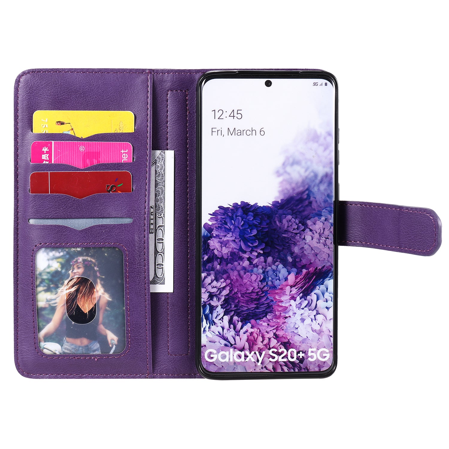 For Samsung Galaxy S20 Plus/S20 Plus 5G KT Multi-functional Series-1 10 Card Slots Wallet TPU+PU Leather Cover with Stand - Purple