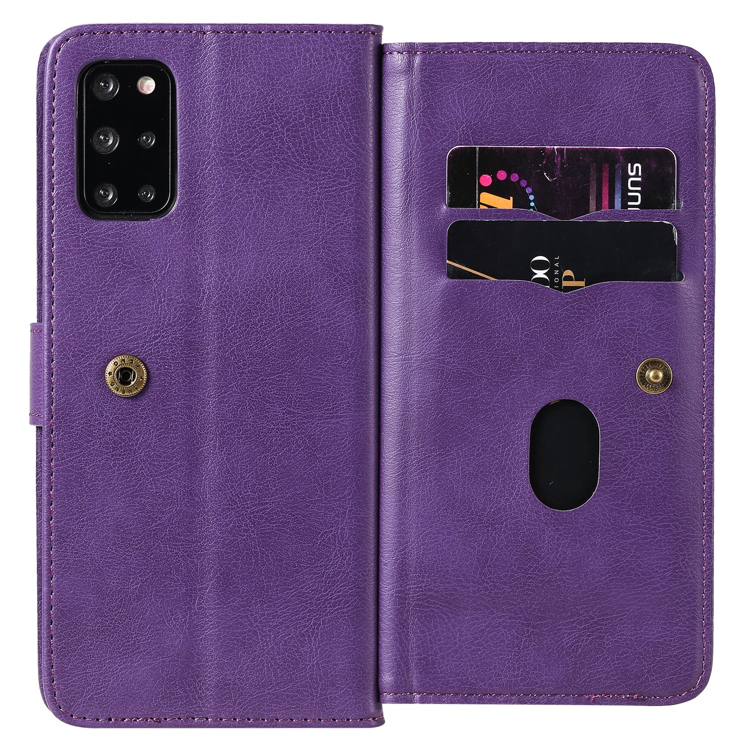 For Samsung Galaxy S20 Plus/S20 Plus 5G KT Multi-functional Series-1 10 Card Slots Wallet TPU+PU Leather Cover with Stand - Purple