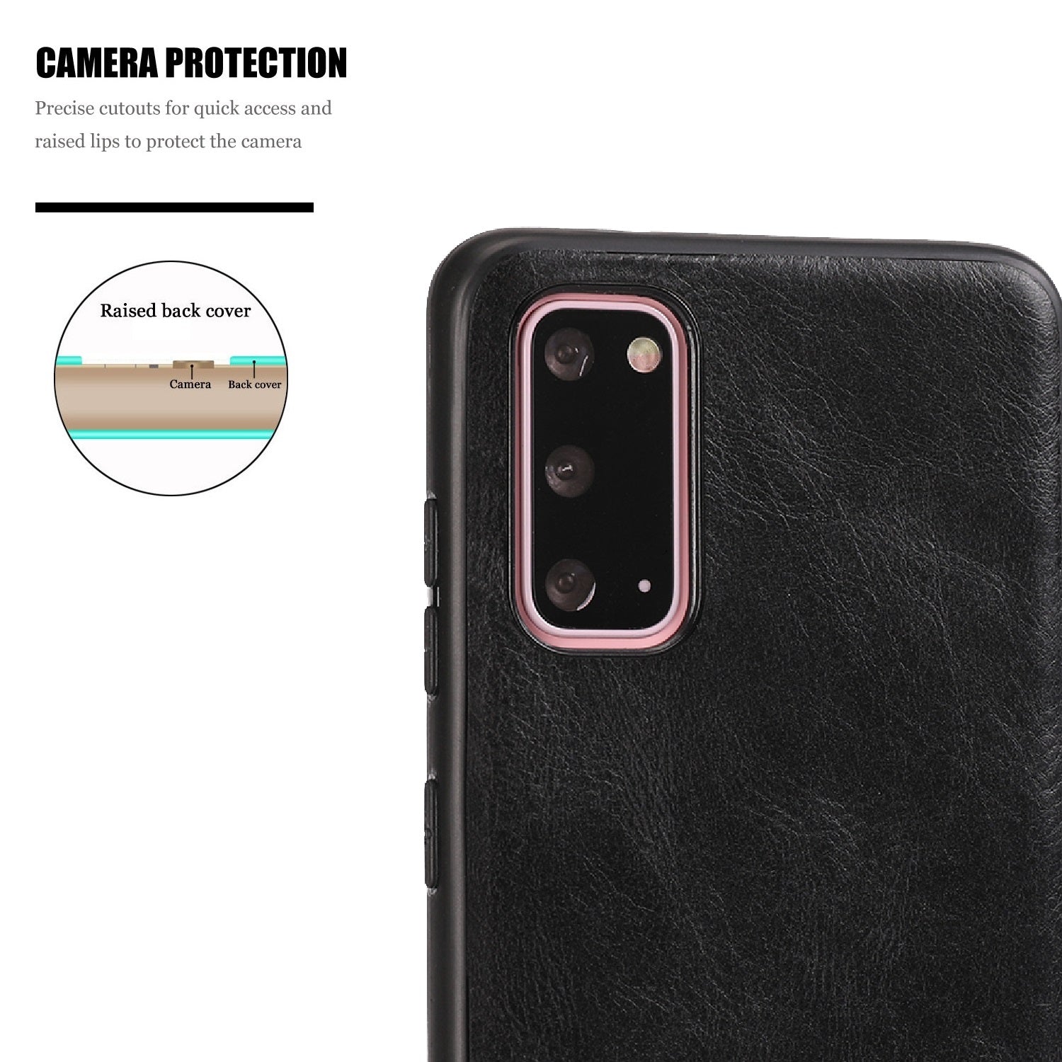 Crazy Horse Texture PU Leather Coated TPU Cover for Samsung Galaxy S20 4G/S20 5G - Black