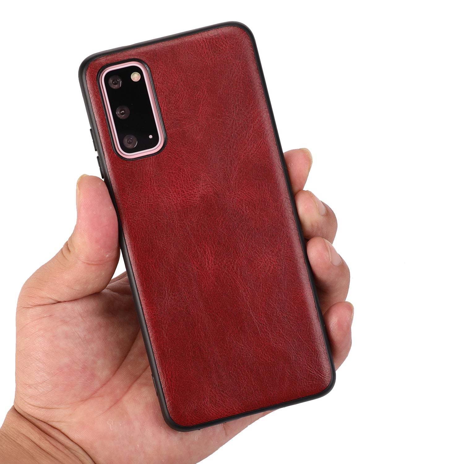 Crazy Horse Texture PU Leather Coated TPU Cover for Samsung Galaxy S20 4G/S20 5G - Red