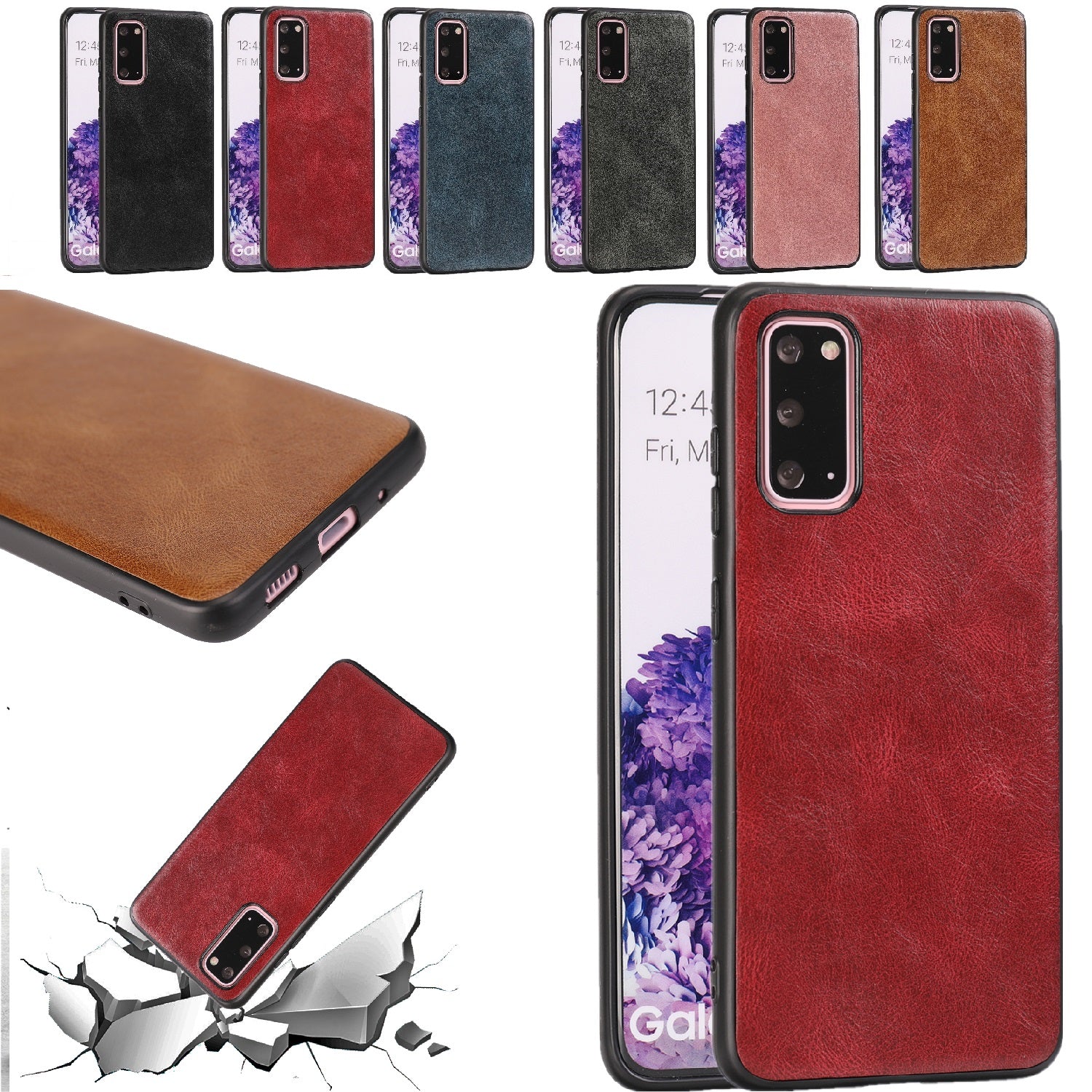 Crazy Horse Texture PU Leather Coated TPU Cover for Samsung Galaxy S20 4G/S20 5G - Red