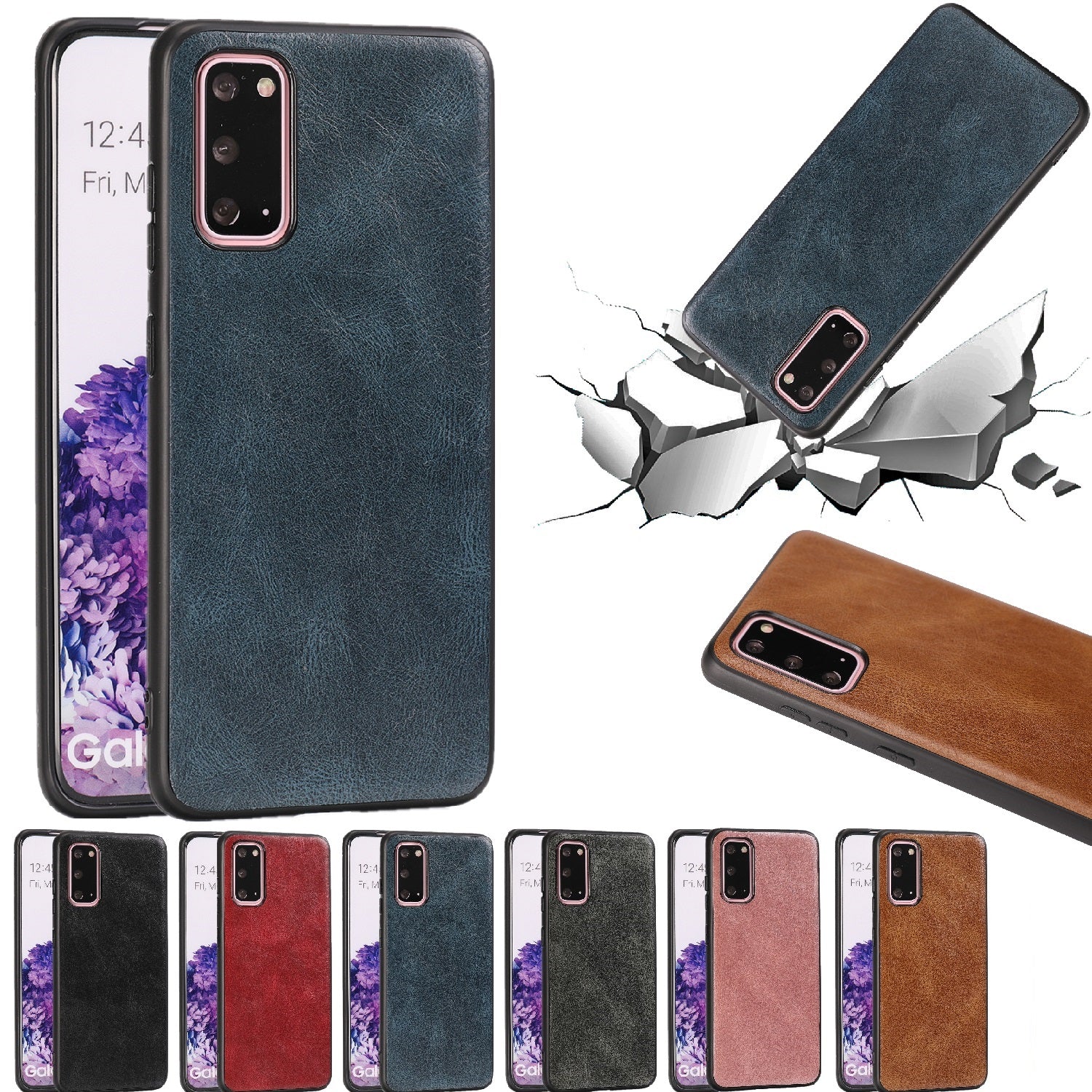 Crazy Horse Texture PU Leather Coated TPU Cover for Samsung Galaxy S20 4G/S20 5G - Blue