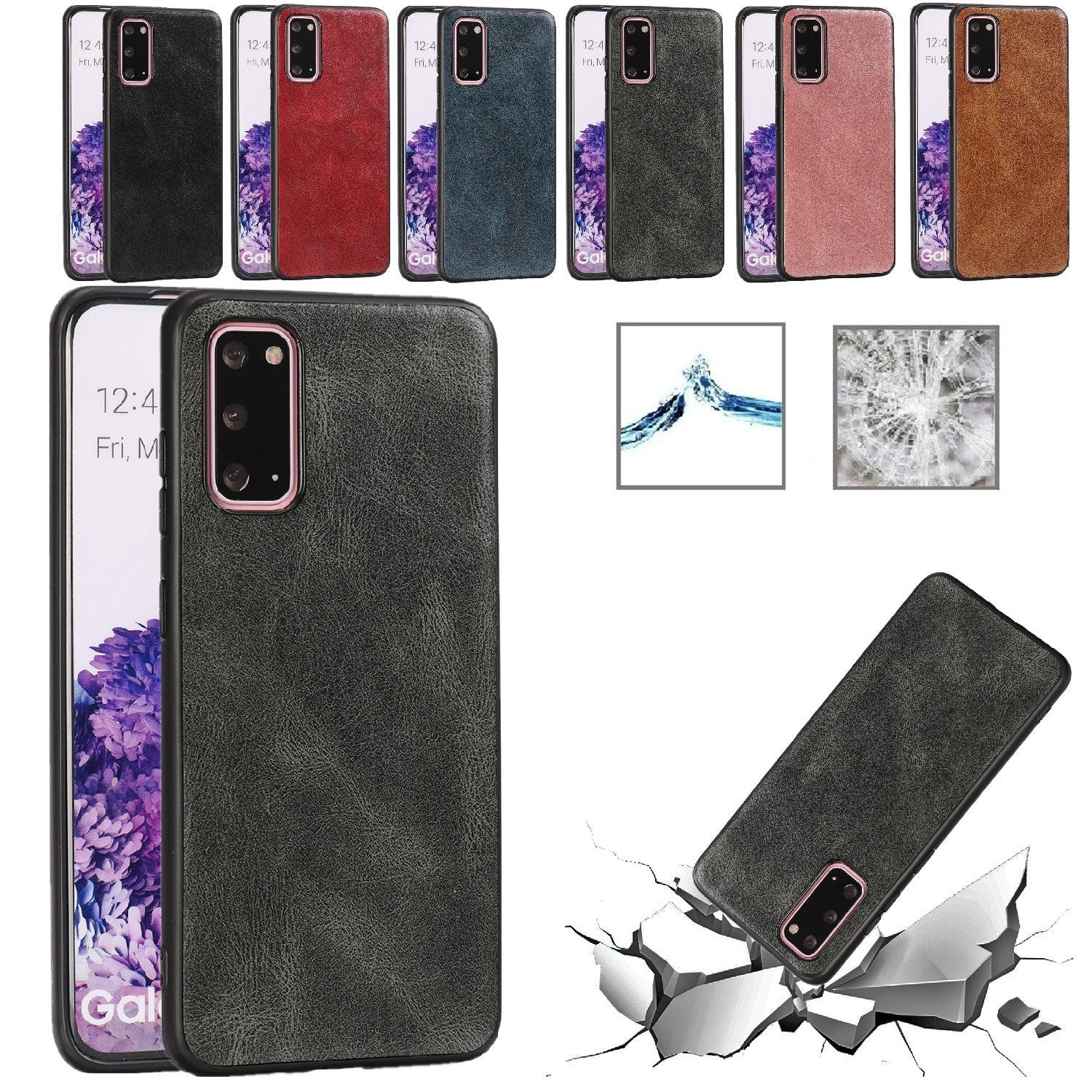 Crazy Horse Texture PU Leather Coated TPU Cover for Samsung Galaxy S20 4G/S20 5G - Grey