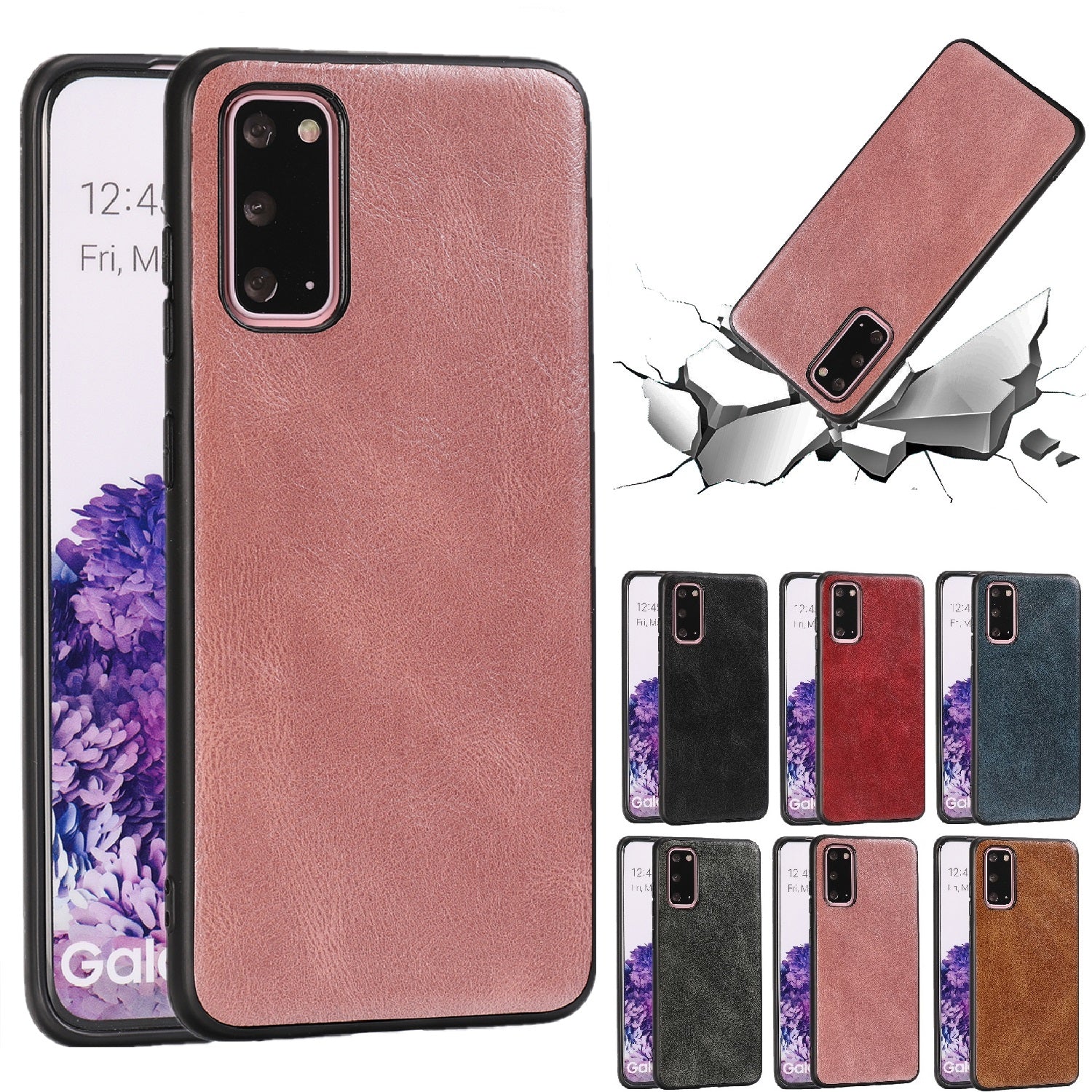 Crazy Horse Texture PU Leather Coated TPU Cover for Samsung Galaxy S20 4G/S20 5G - Rose Gold