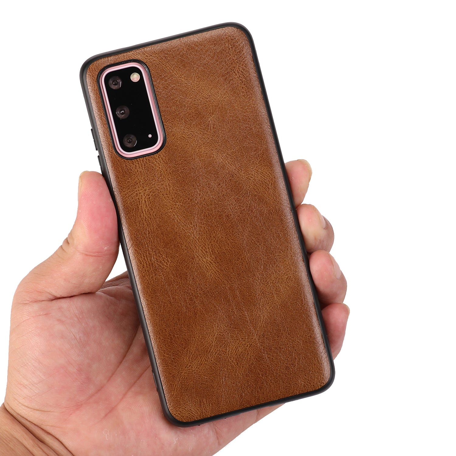 Crazy Horse Texture PU Leather Coated TPU Cover for Samsung Galaxy S20 4G/S20 5G - Brown