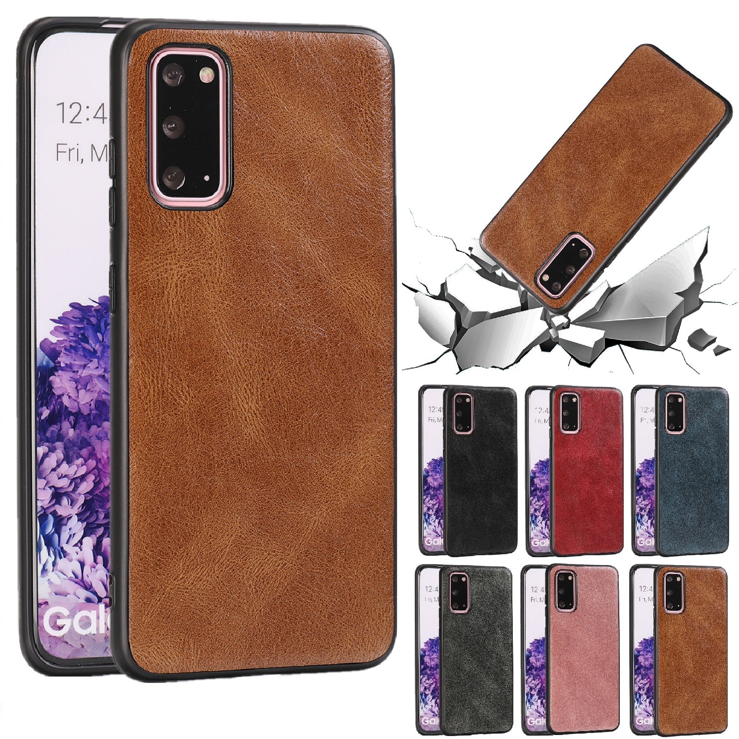 Crazy Horse Texture PU Leather Coated TPU Cover for Samsung Galaxy S20 4G/S20 5G - Brown