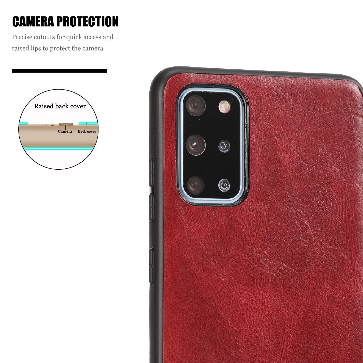 Crazy Horse Texture PU Leather Coated TPU Case for Samsung Galaxy S20 Plus / S20 Plus 5G - Red