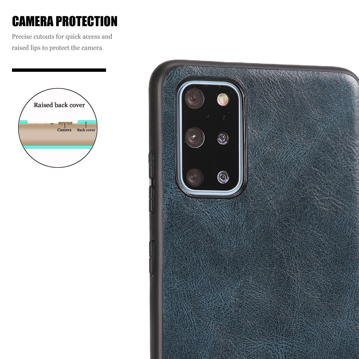 Crazy Horse Texture PU Leather Coated TPU Case for Samsung Galaxy S20 Plus / S20 Plus 5G - Blue