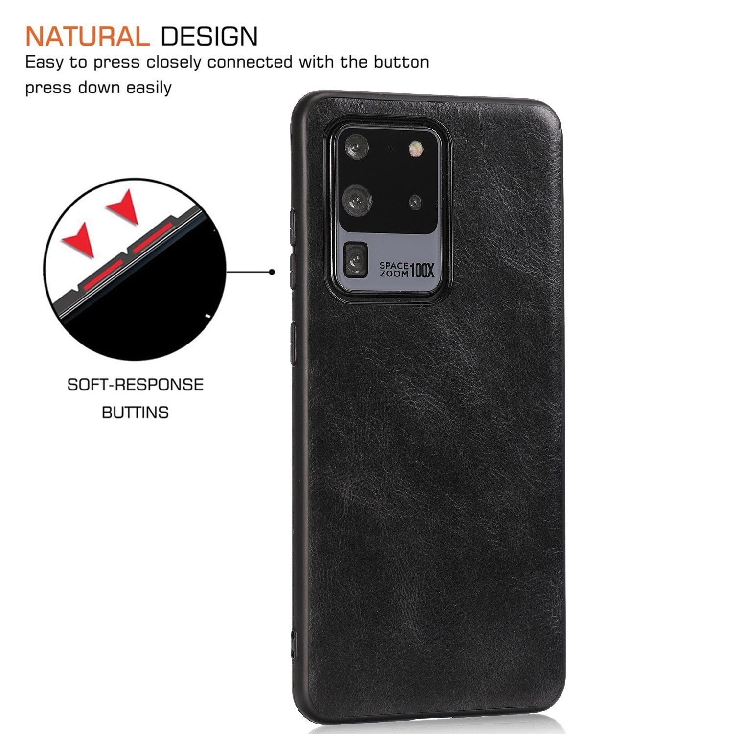 Crazy Horse Texture PU Leather Coated TPU Case for Samsung Galaxy S20 Ultra - Black