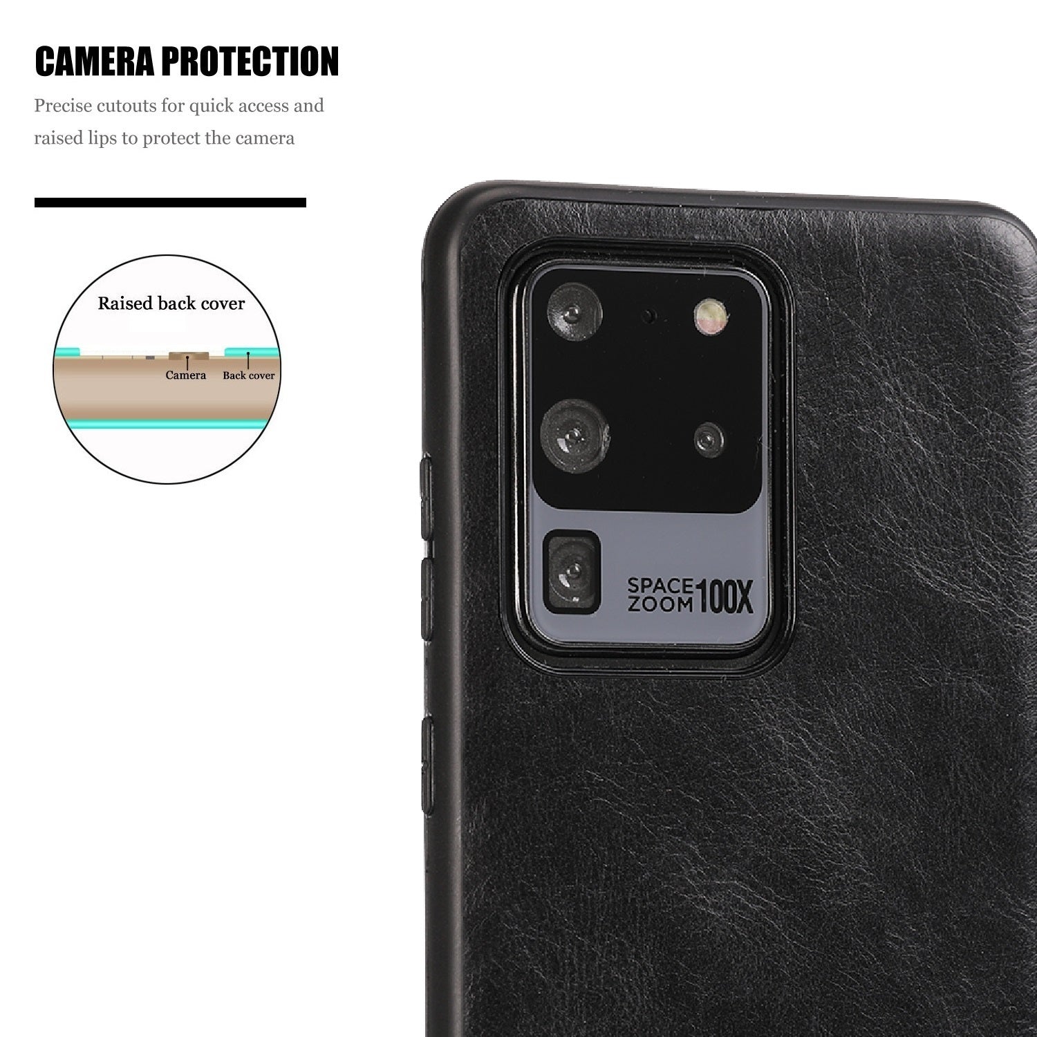 Crazy Horse Texture PU Leather Coated TPU Case for Samsung Galaxy S20 Ultra - Black