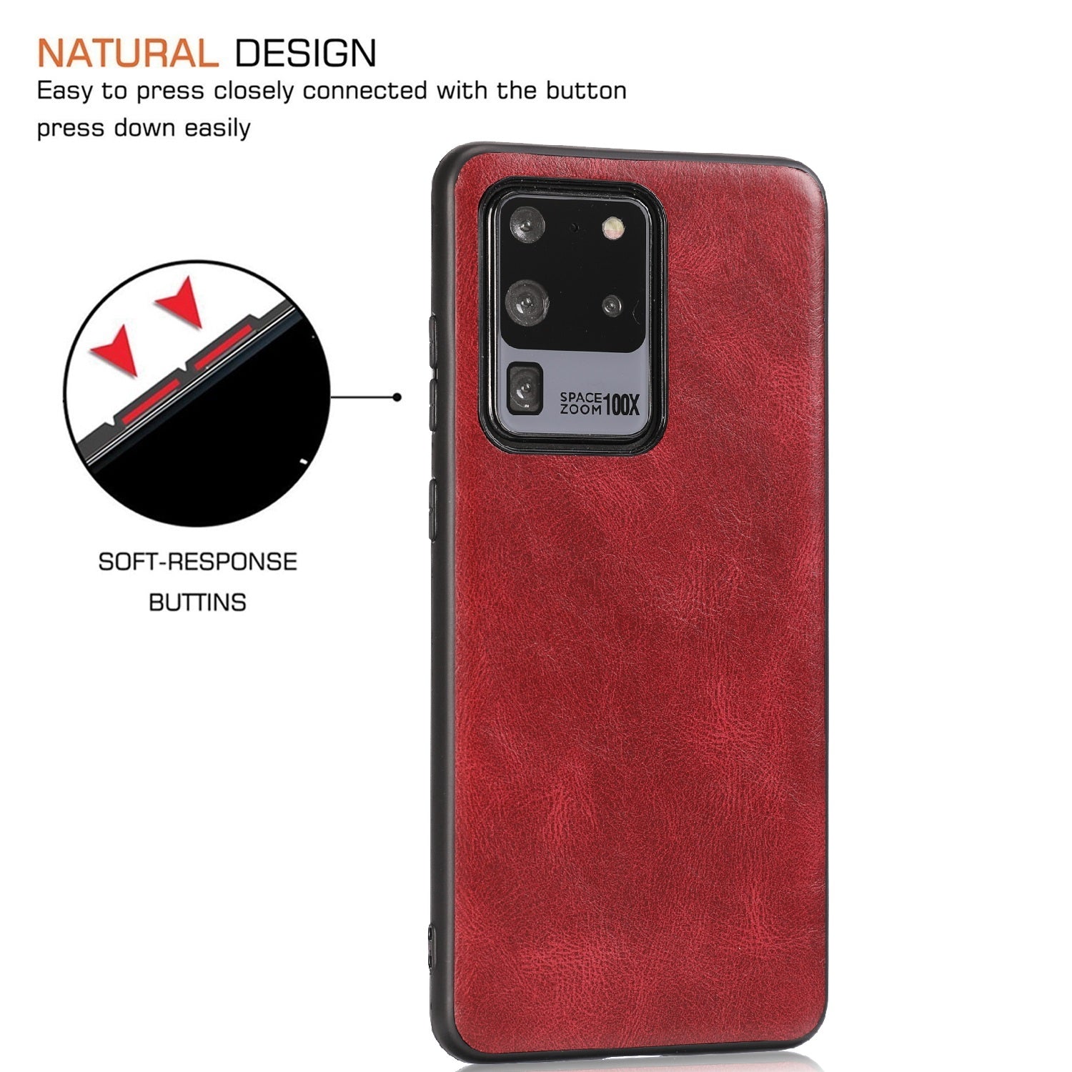 Crazy Horse Texture PU Leather Coated TPU Case for Samsung Galaxy S20 Ultra - Red