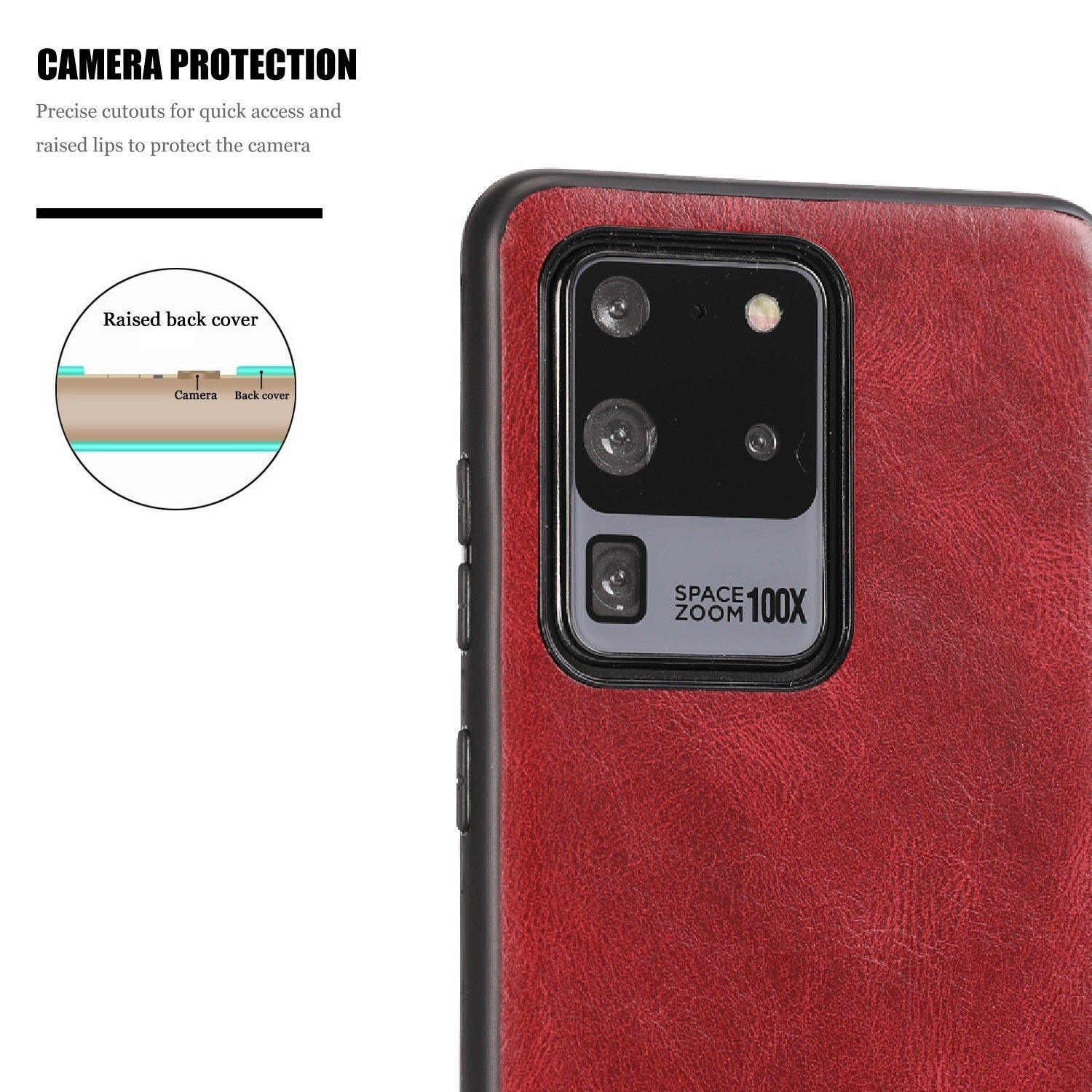 Crazy Horse Texture PU Leather Coated TPU Case for Samsung Galaxy S20 Ultra - Red