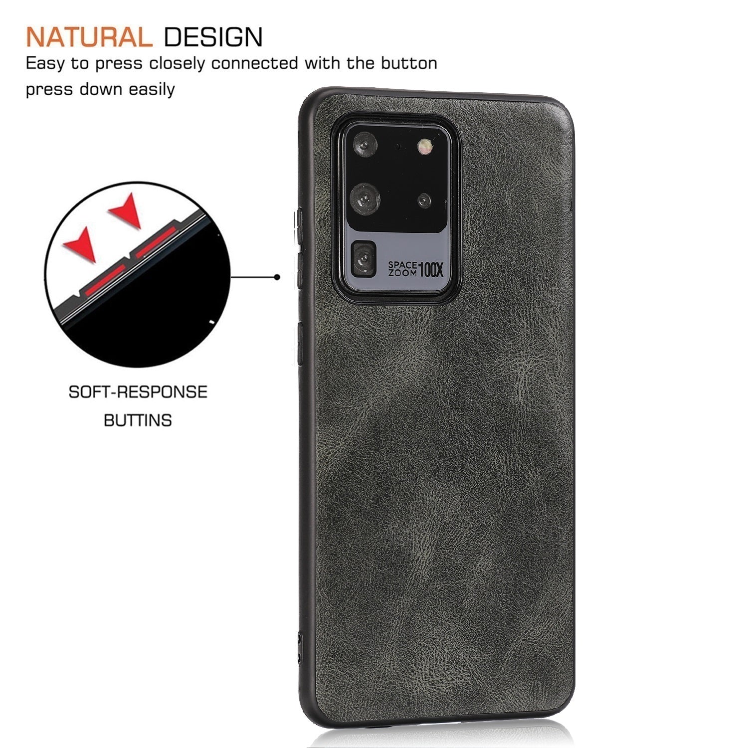 Crazy Horse Texture PU Leather Coated TPU Case for Samsung Galaxy S20 Ultra - Grey