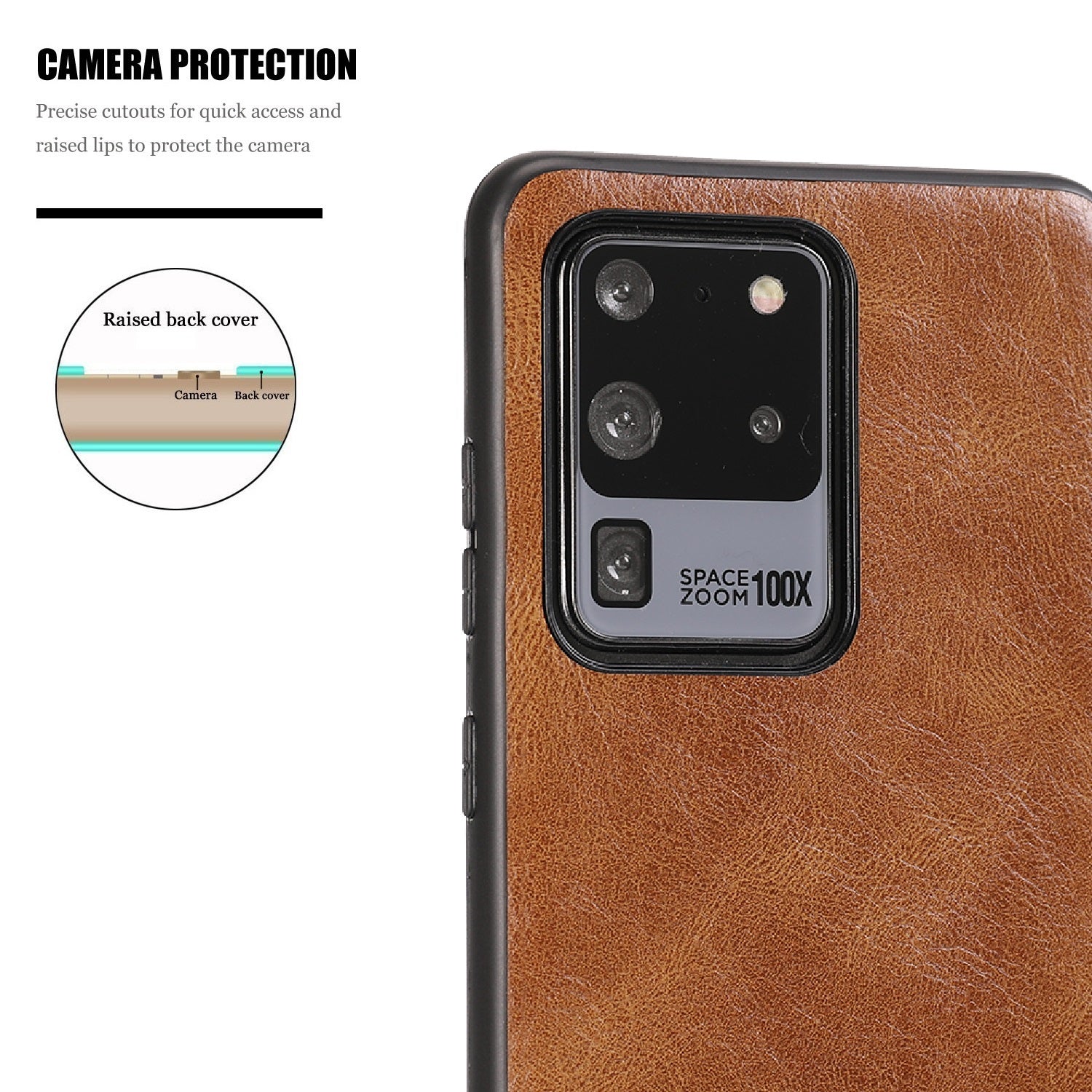 Crazy Horse Texture PU Leather Coated TPU Case for Samsung Galaxy S20 Ultra - Brown