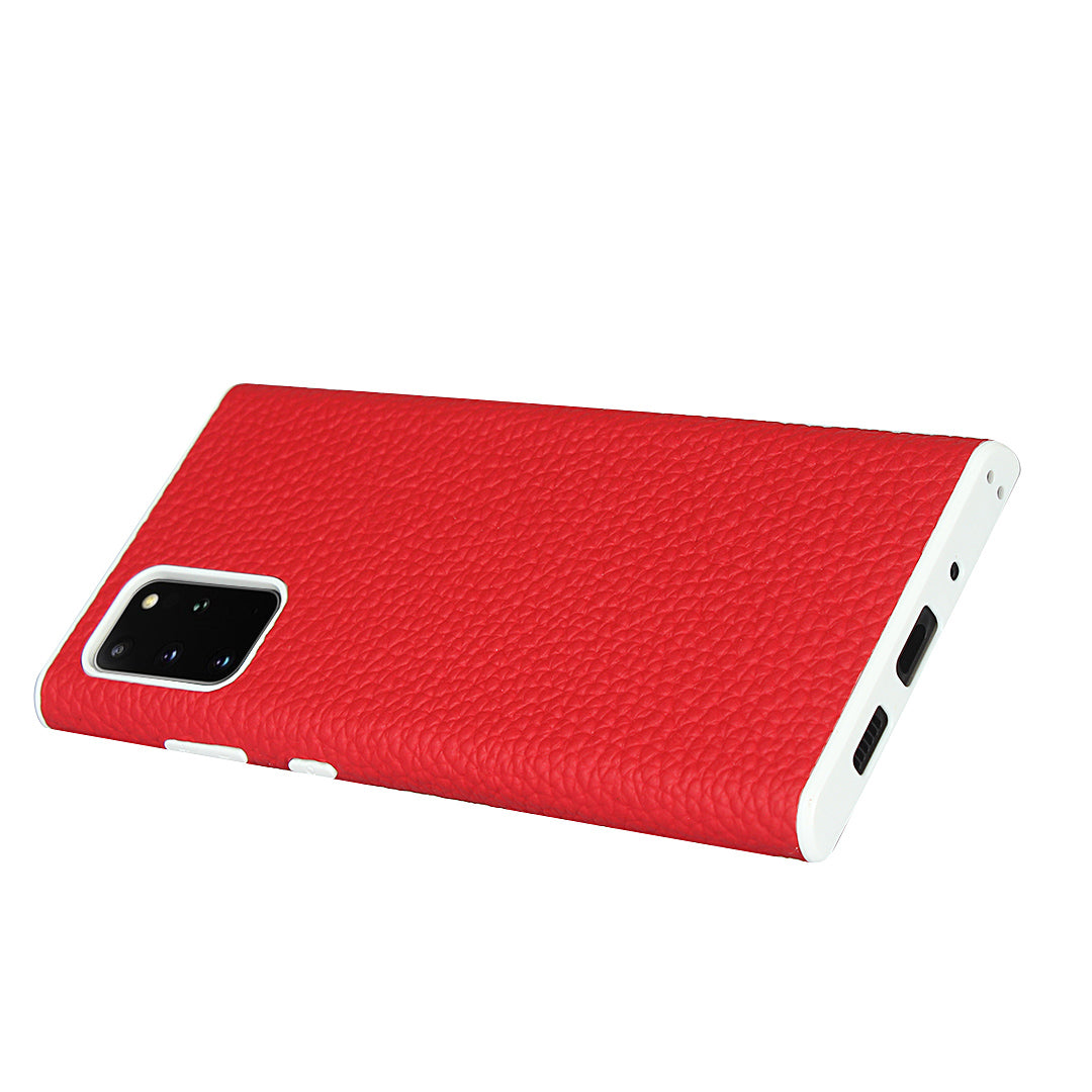 Litchi Skin Genuine Leather Coated TPU Protective Case for Samsung Galaxy S20 Plus - Red