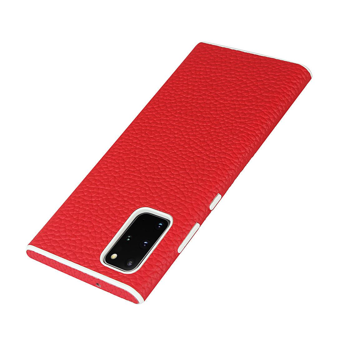 Litchi Skin Genuine Leather Coated TPU Protective Case for Samsung Galaxy S20 Plus - Red