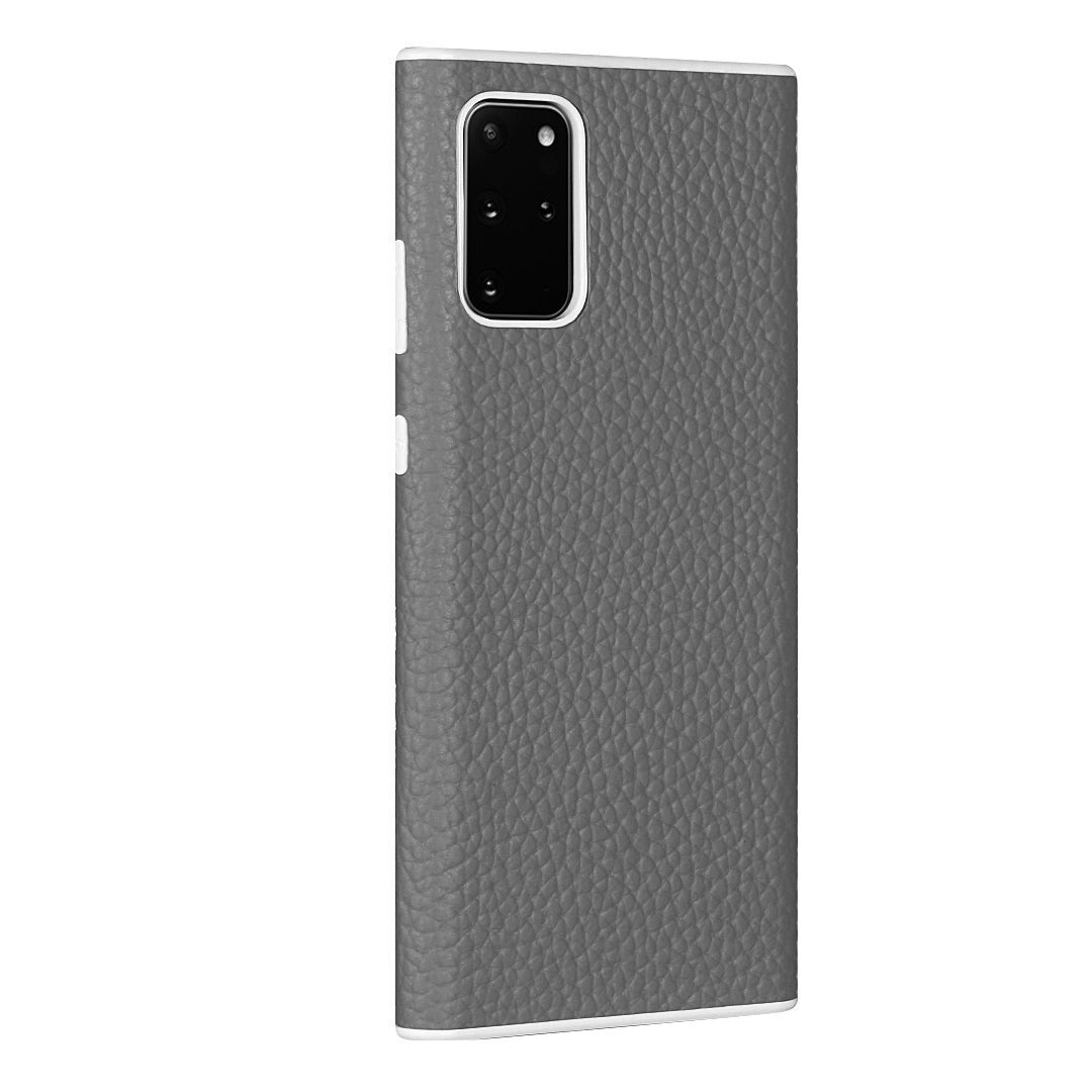 Litchi Skin Genuine Leather Coated TPU Protective Case for Samsung Galaxy S20 Plus - Grey