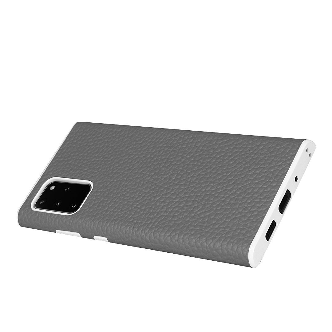 Litchi Skin Genuine Leather Coated TPU Protective Case for Samsung Galaxy S20 Plus - Grey