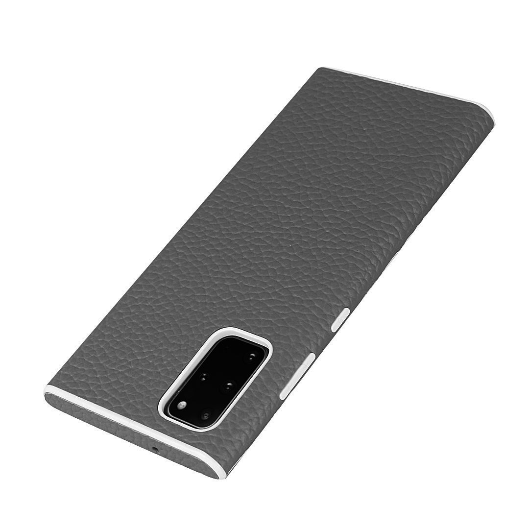 Litchi Skin Genuine Leather Coated TPU Protective Case for Samsung Galaxy S20 Plus - Grey