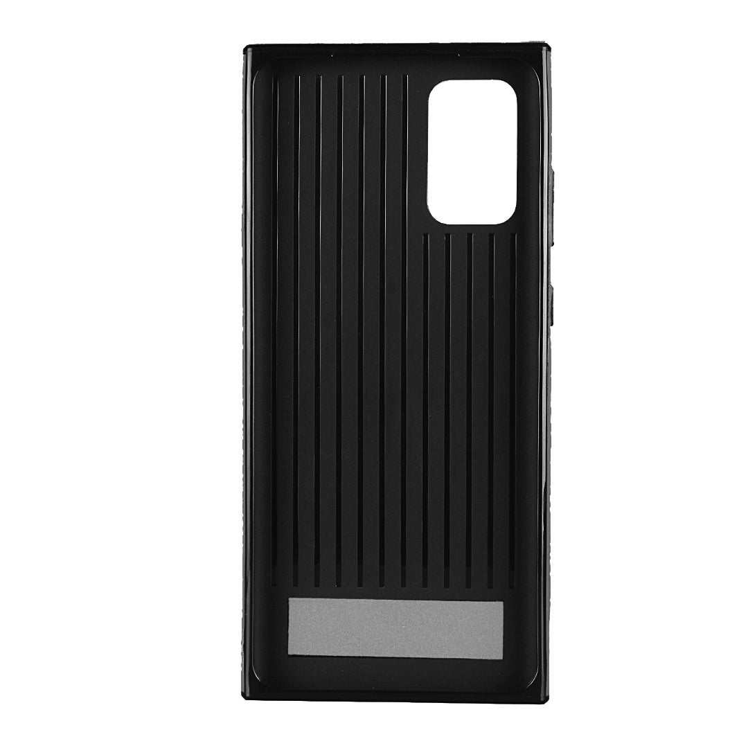 Litchi Skin Genuine Leather Coated TPU Phone Cover [Black Lining] for Samsung Galaxy S20 Plus - Black