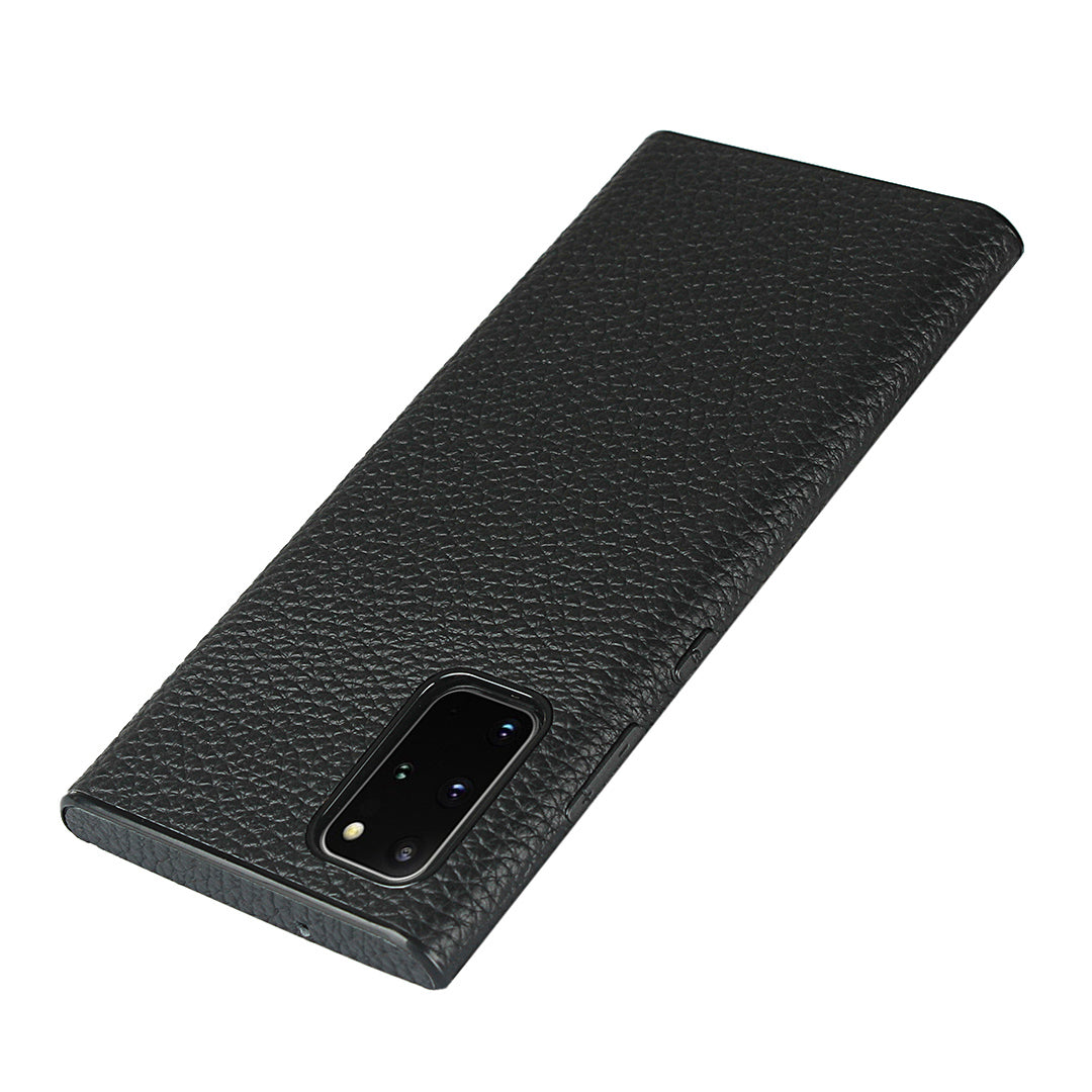 Litchi Skin Genuine Leather Coated TPU Phone Cover [Black Lining] for Samsung Galaxy S20 Plus - Black