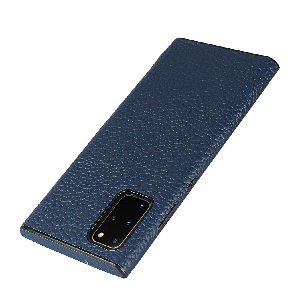 Litchi Skin Genuine Leather Coated TPU Phone Cover [Black Lining] for Samsung Galaxy S20 Plus - Blue