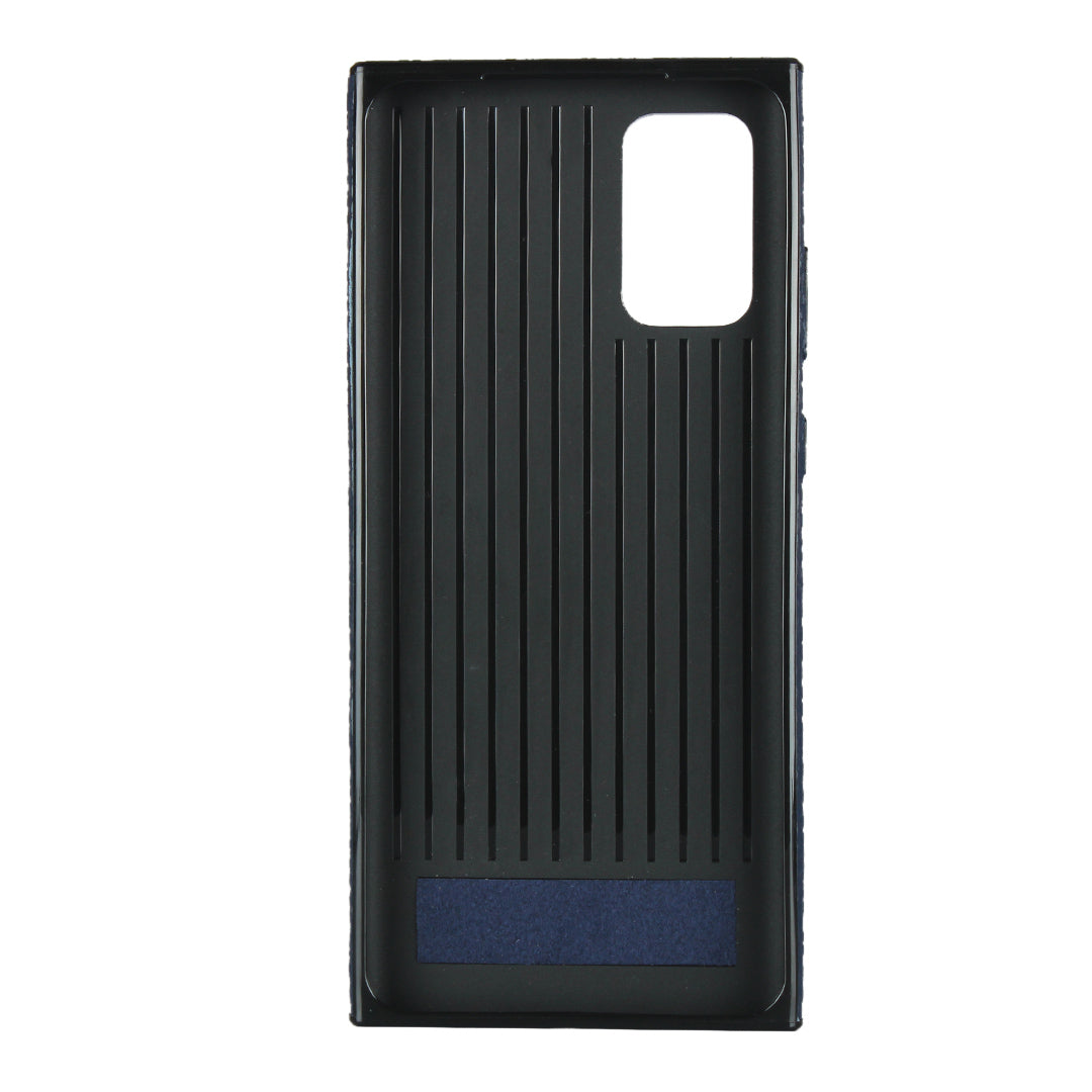 Litchi Skin Genuine Leather Coated TPU Phone Cover [Black Lining] for Samsung Galaxy S20 Plus - Blue