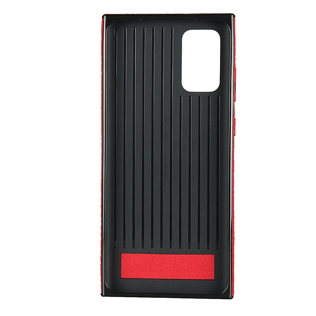 Litchi Skin Genuine Leather Coated TPU Phone Cover [Black Lining] for Samsung Galaxy S20 Plus - Red