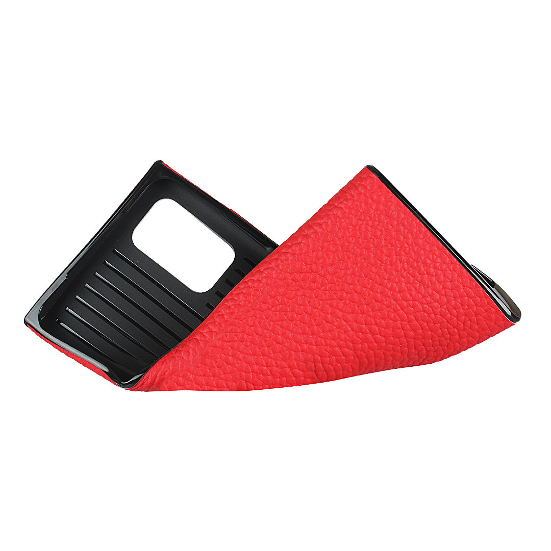 Litchi Skin Genuine Leather Coated TPU Phone Cover [Black Lining] for Samsung Galaxy S20 Plus - Red