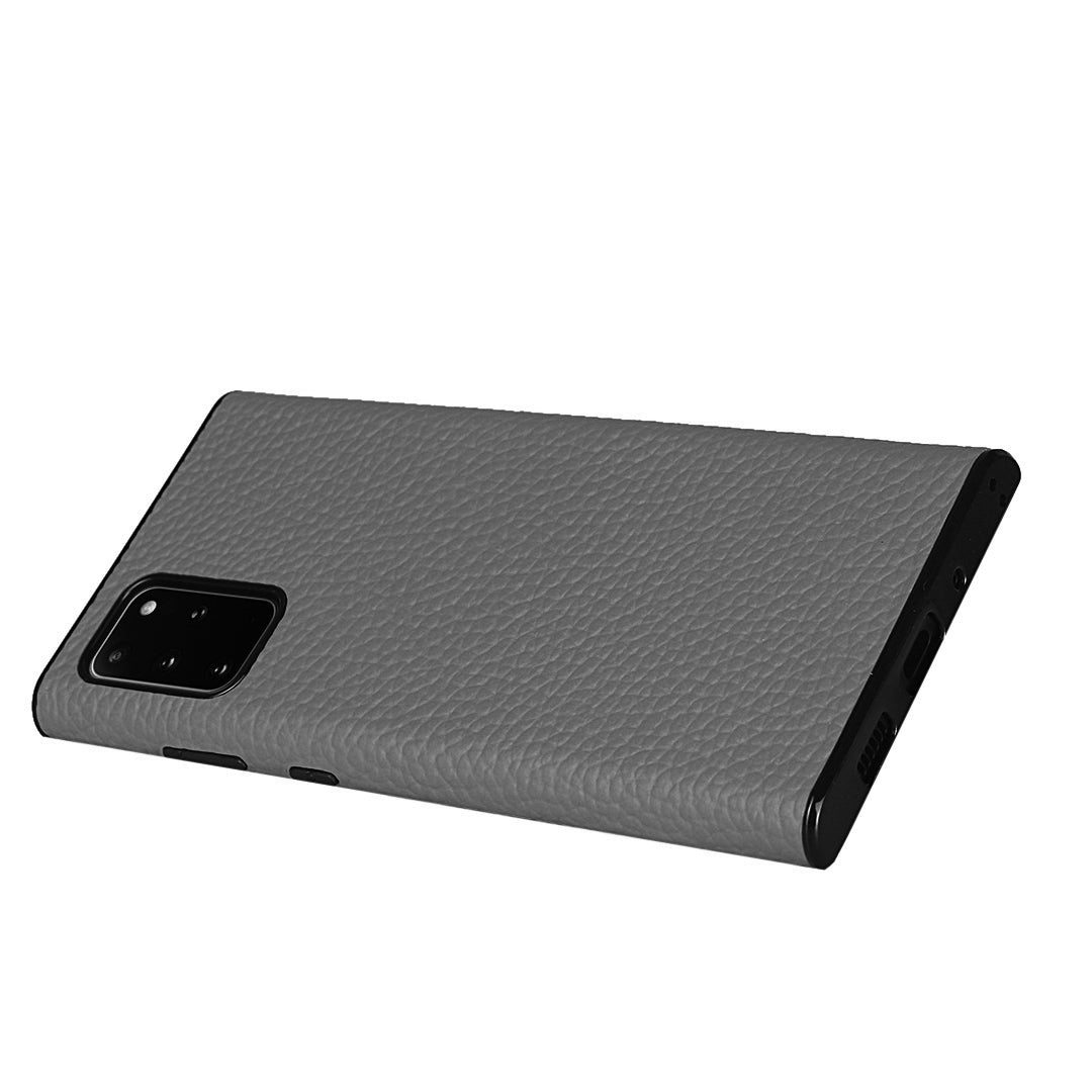 Litchi Skin Genuine Leather Coated TPU Phone Cover [Black Lining] for Samsung Galaxy S20 Plus - Grey