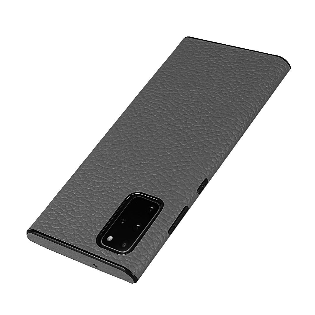 Litchi Skin Genuine Leather Coated TPU Phone Cover [Black Lining] for Samsung Galaxy S20 Plus - Grey