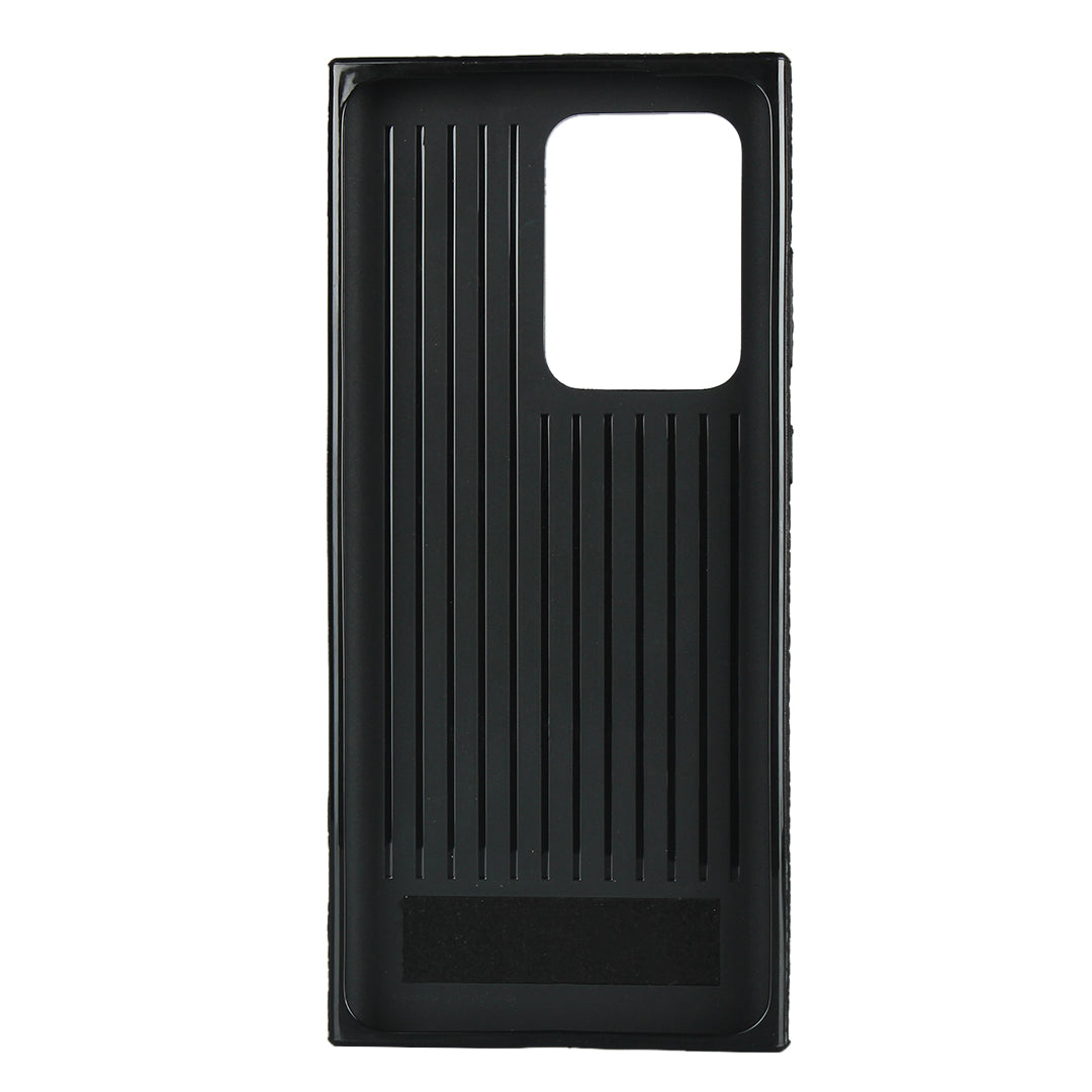 Litchi Skin Genuine Leather Coated TPU Phone Case [Black Lining] for Samsung Galaxy S20 Ultra - Black