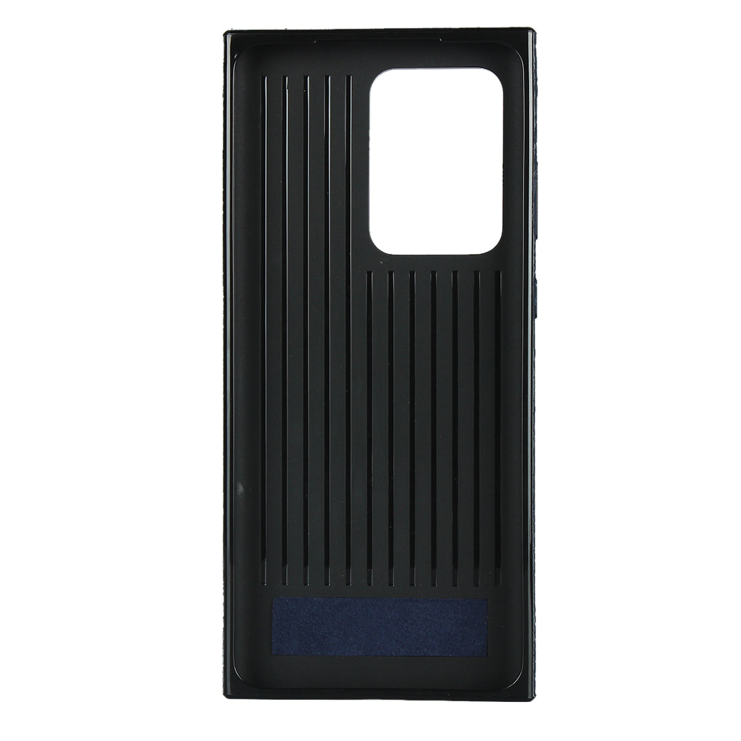 Litchi Skin Genuine Leather Coated TPU Phone Case [Black Lining] for Samsung Galaxy S20 Ultra - Blue