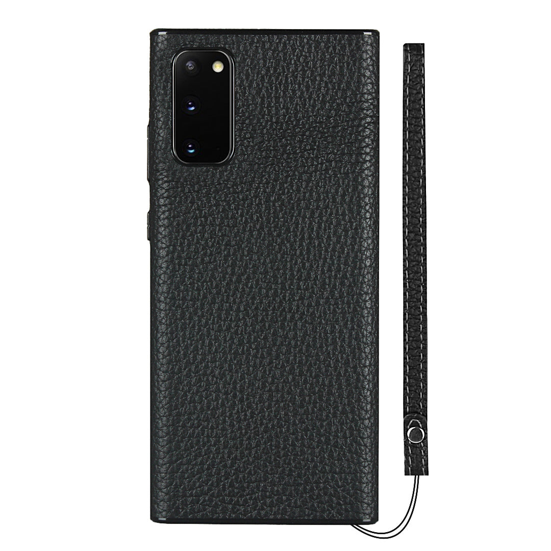 Litchi Texture Genuine Leather + TPU Phone Casing for Samsung Galaxy S20 4G/S20 5G - Black