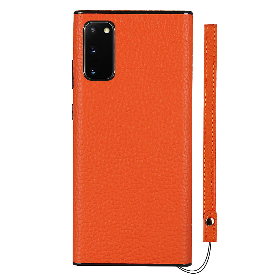 Litchi Texture Genuine Leather + TPU Phone Casing for Samsung Galaxy S20 4G/S20 5G - Orange