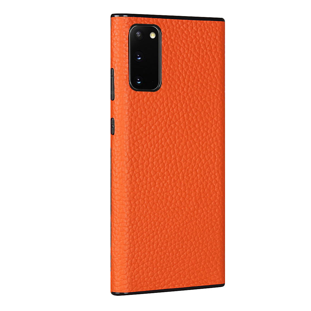 Litchi Texture Genuine Leather + TPU Phone Casing for Samsung Galaxy S20 4G/S20 5G - Orange