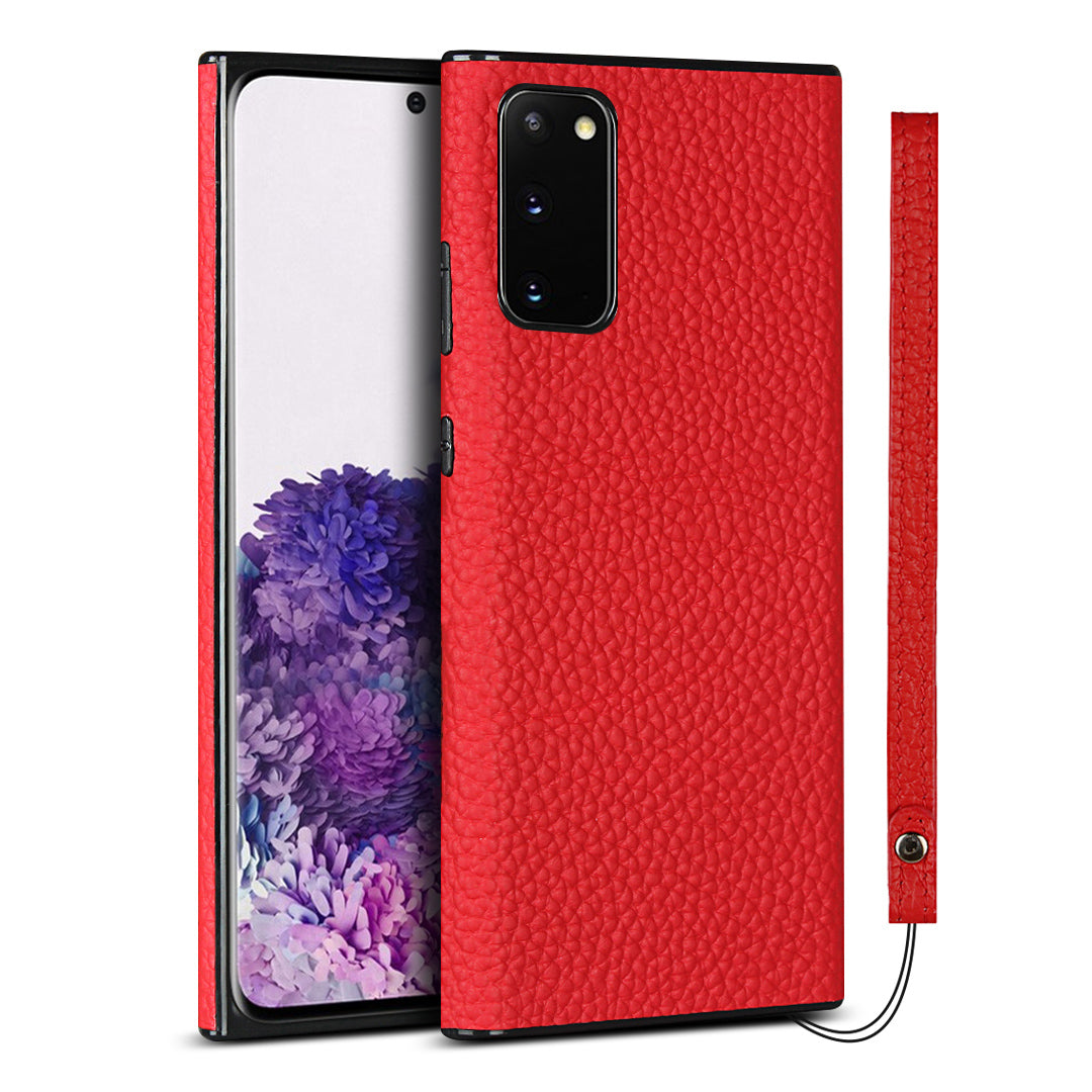 Litchi Texture Genuine Leather + TPU Phone Casing for Samsung Galaxy S20 4G/S20 5G - Red