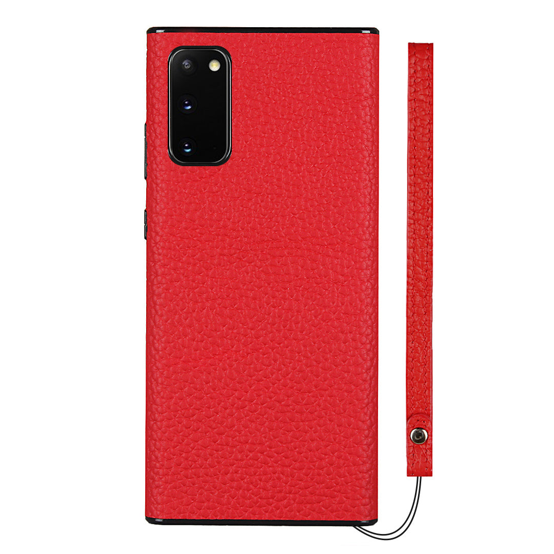 Litchi Texture Genuine Leather + TPU Phone Casing for Samsung Galaxy S20 4G/S20 5G - Red