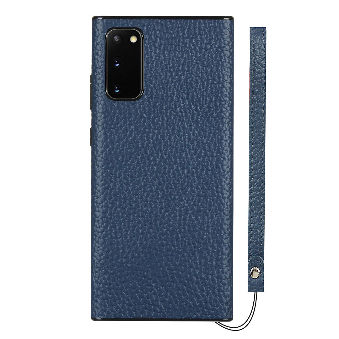 Litchi Texture Genuine Leather + TPU Phone Casing for Samsung Galaxy S20 4G/S20 5G - Blue