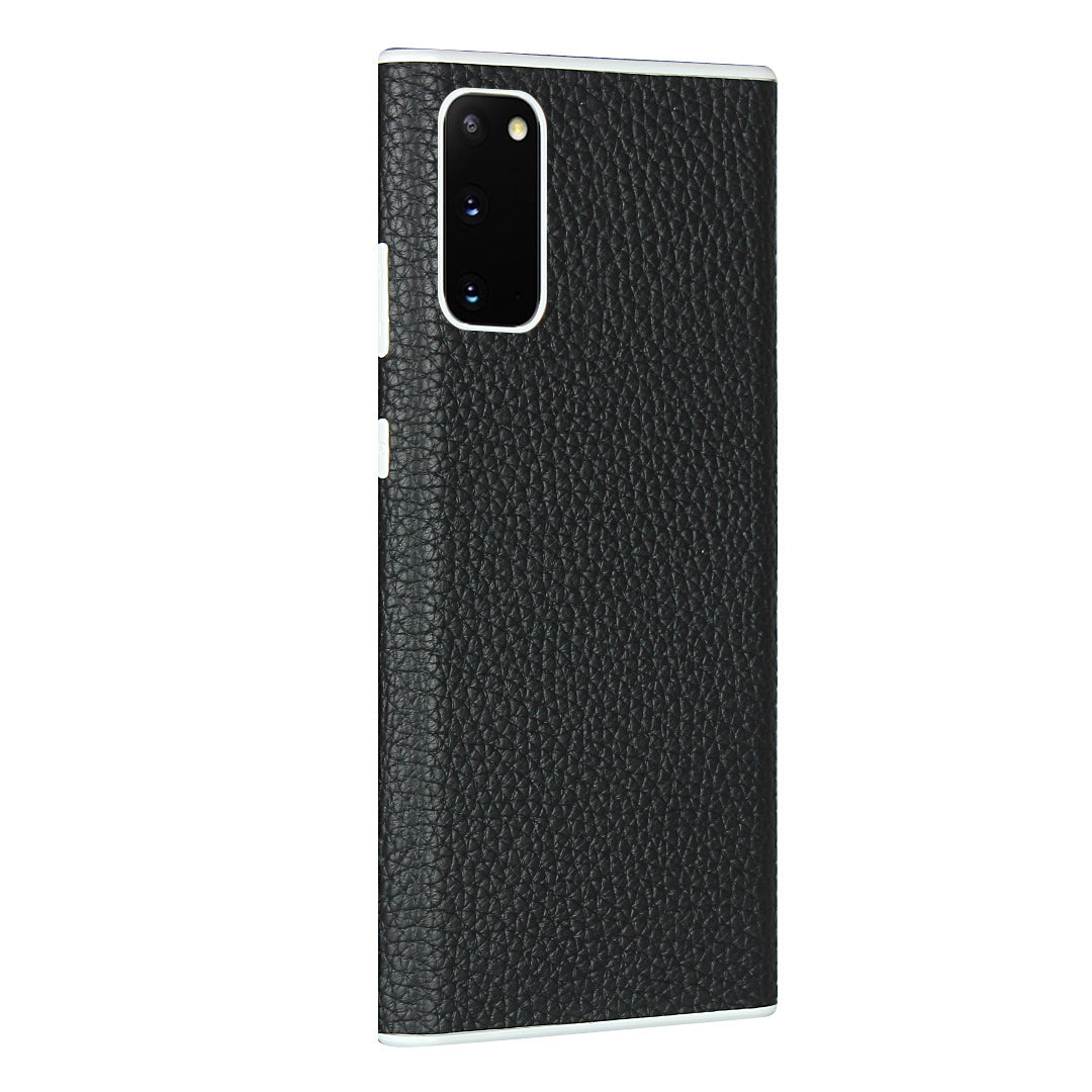 Litchi Skin Genuine Leather Coated TPU Phone Case for Samsung Galaxy S20 4G/S20 5G - Black