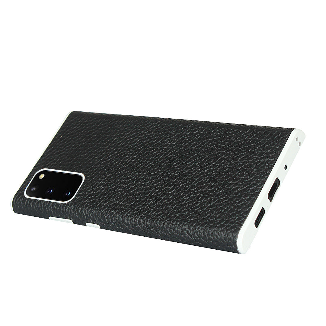 Litchi Skin Genuine Leather Coated TPU Phone Case for Samsung Galaxy S20 4G/S20 5G - Black