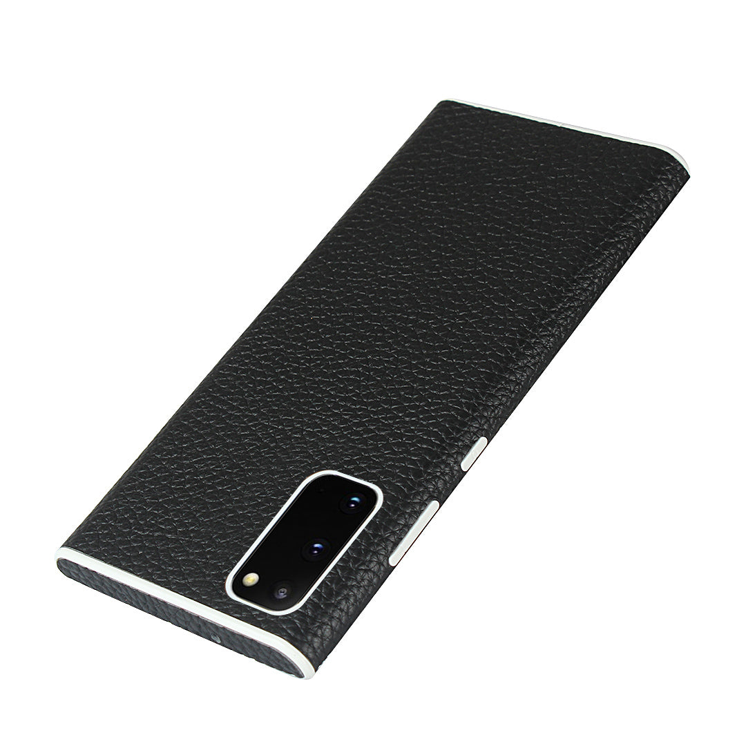 Litchi Skin Genuine Leather Coated TPU Phone Case for Samsung Galaxy S20 4G/S20 5G - Black