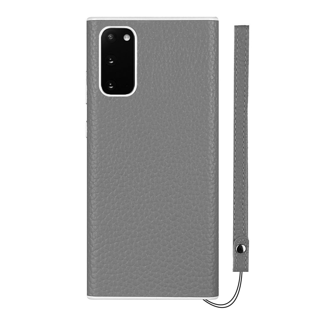 Litchi Skin Genuine Leather Coated TPU Phone Case for Samsung Galaxy S20 4G/S20 5G - Grey