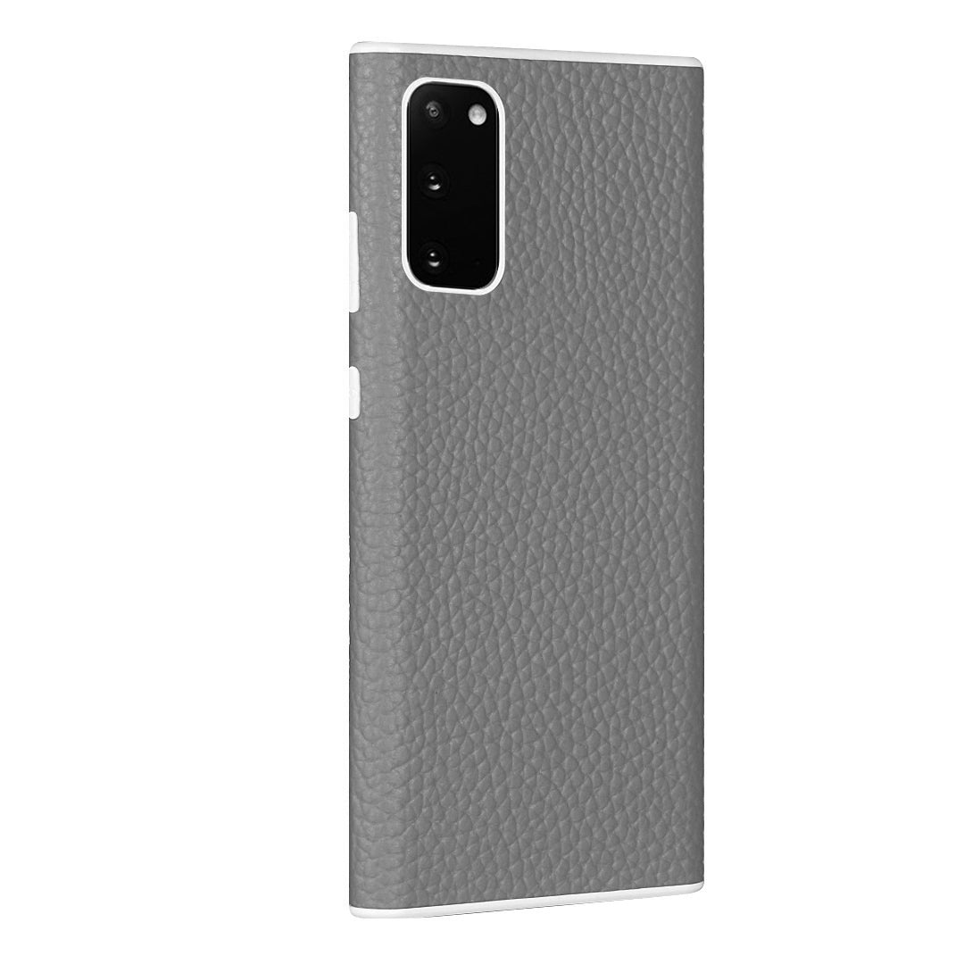 Litchi Skin Genuine Leather Coated TPU Phone Case for Samsung Galaxy S20 4G/S20 5G - Grey