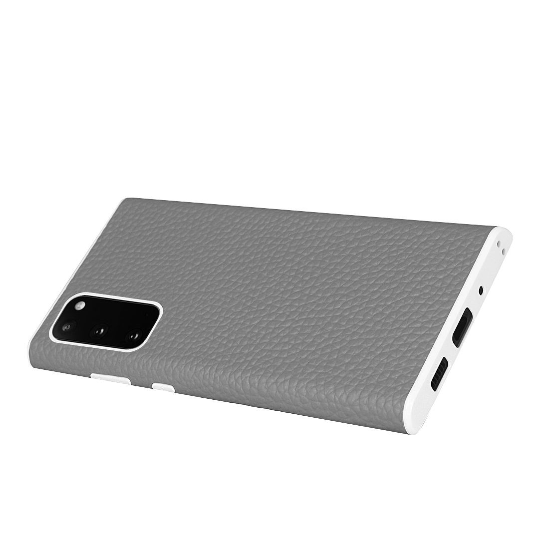 Litchi Skin Genuine Leather Coated TPU Phone Case for Samsung Galaxy S20 4G/S20 5G - Grey