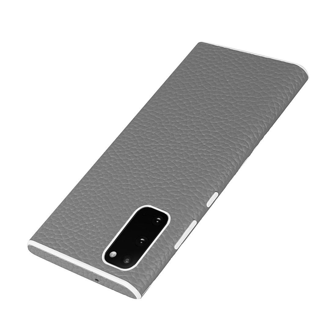 Litchi Skin Genuine Leather Coated TPU Phone Case for Samsung Galaxy S20 4G/S20 5G - Grey